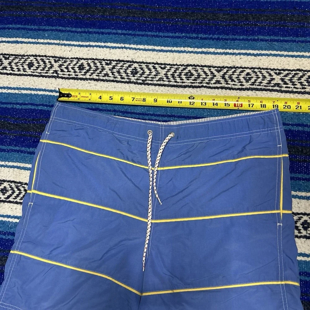 Y2K Tommy Hilfiger Men's Large Blue Yellow Swim Trunks Board Shorts Spellout